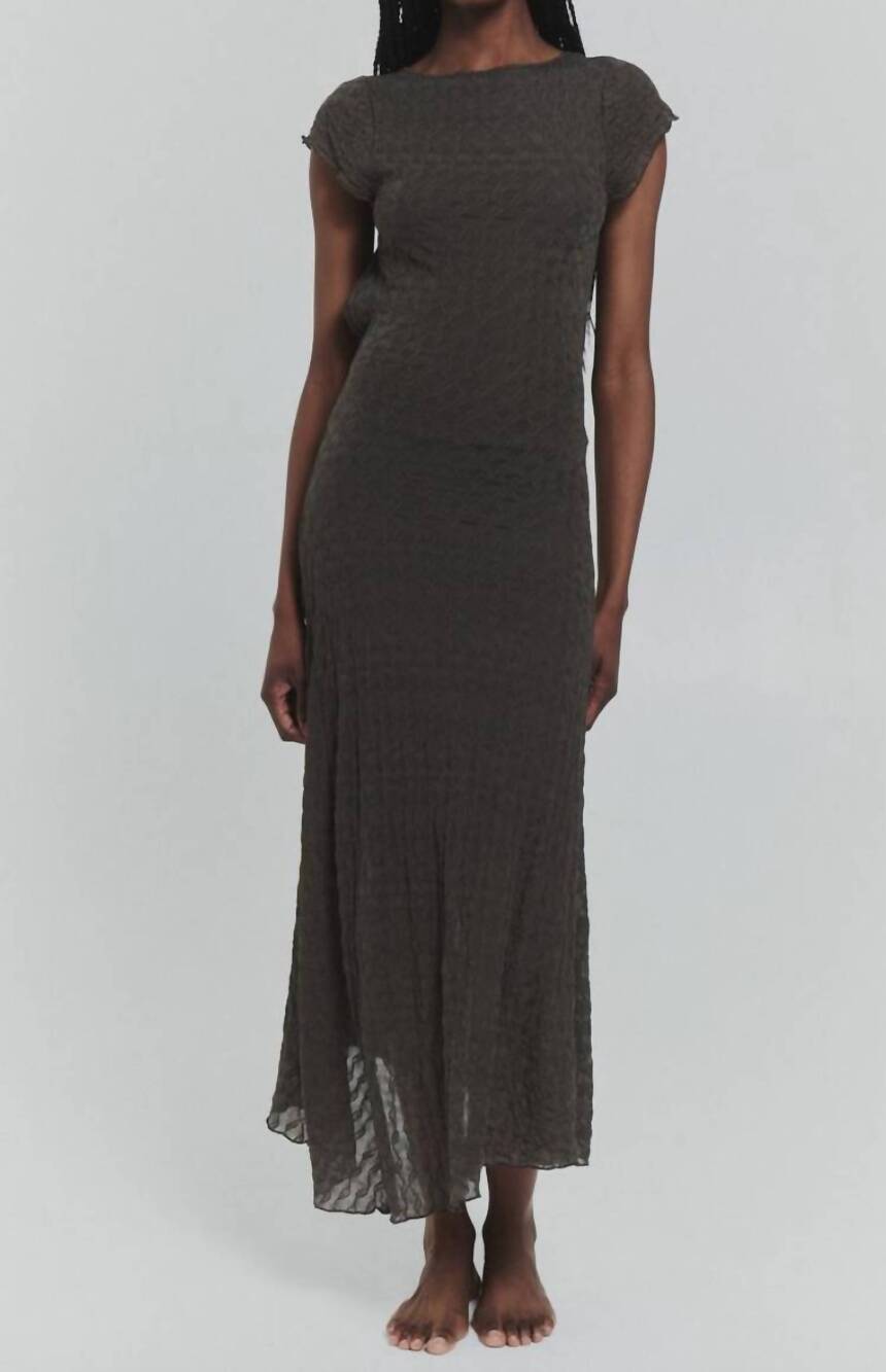 NEW FIND ME NOW women's second skin asymmetrical leafy dress in olive green
